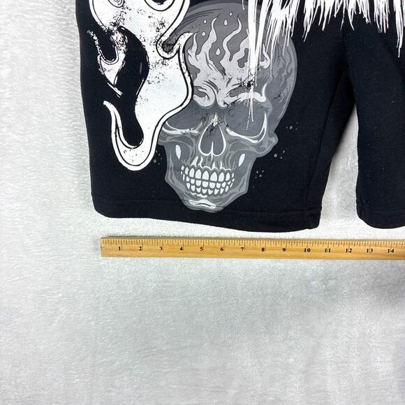 Rebel Vengeance Sweat Shorts Men M Black Skull MMA Jiu-Jitsu Distressed Metal - Picture 6 of 7